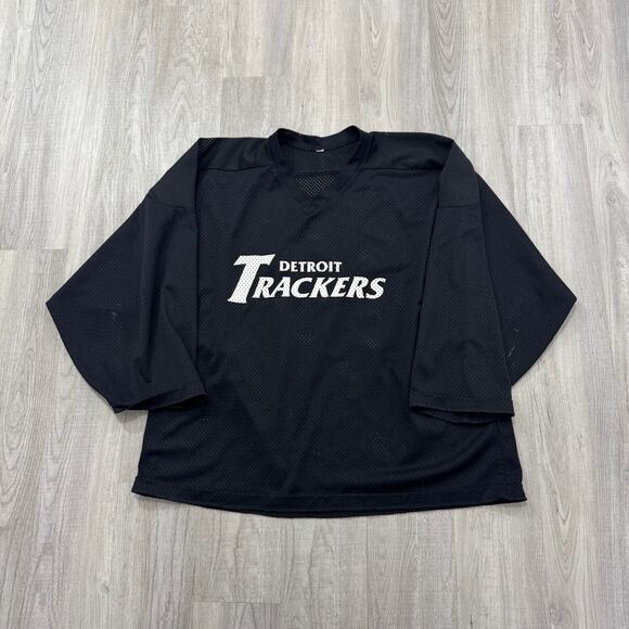 Vintage Detroit Tackers Hockey Jersey Men's Large Black Mesh Sports 90s - Picture 1 of 9